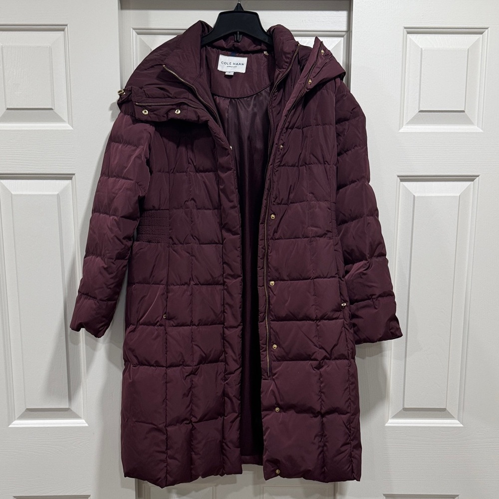 Cole Haan Burgundy Puffer Coat